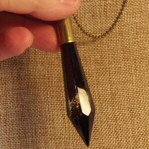 Glass Pendant Painted Black - in 38 Special Bullet Casing on Ball Chain